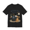 Working From Home Tee — Cozy WFH Shirt with Dog Desk Illustration