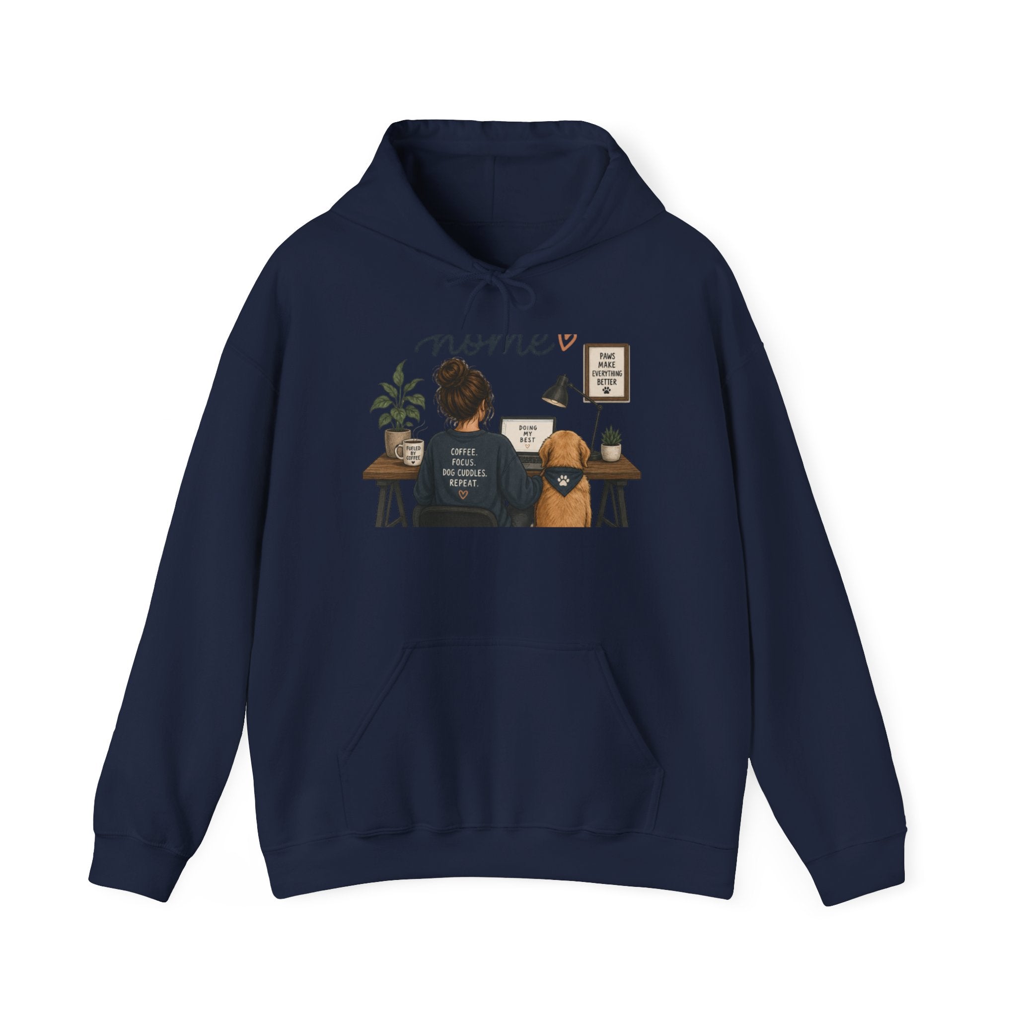 Home Office Hoodie - Cozy Work From Home Sweatshirt with Desk Scene