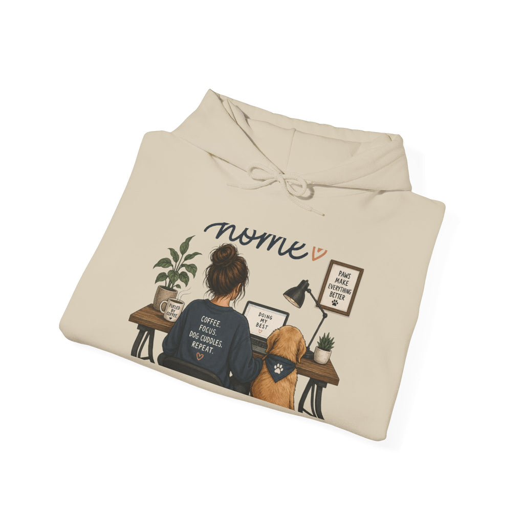 Home Office Hoodie - Cozy Work From Home Sweatshirt with Desk Scene