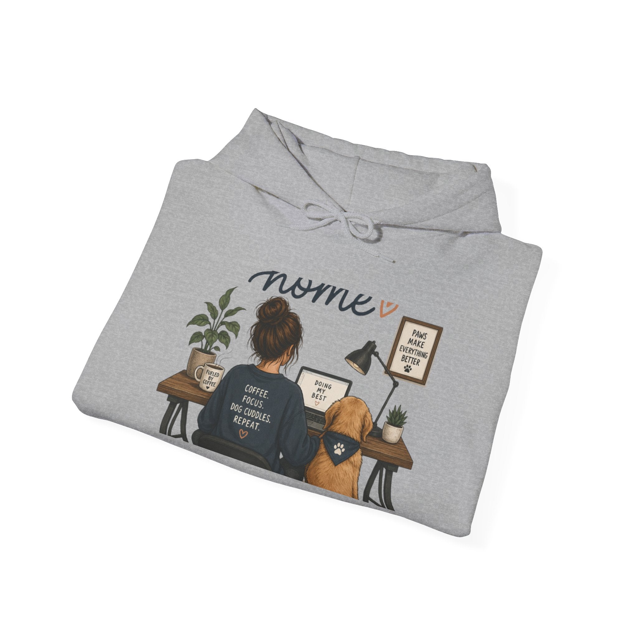 Home Office Hoodie - Cozy Work From Home Sweatshirt with Desk Scene