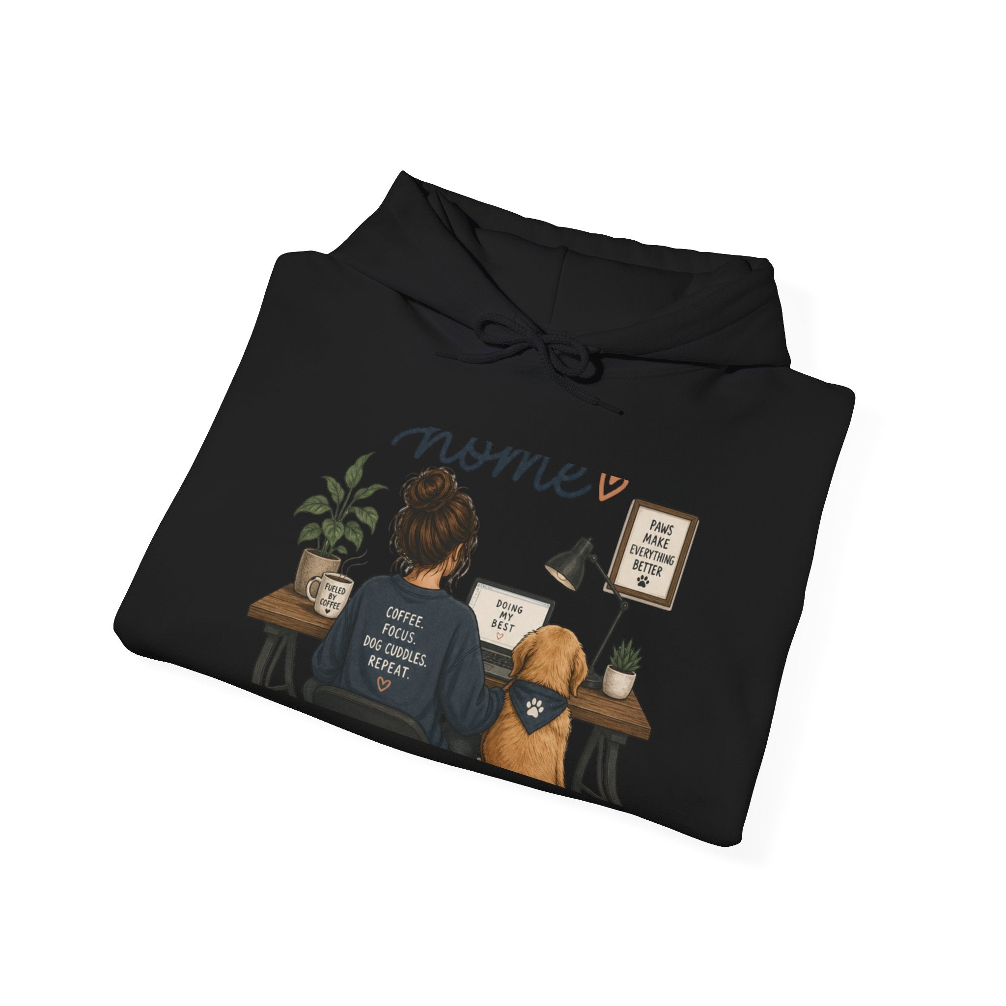 Home Office Hoodie - Cozy Work From Home Sweatshirt with Desk Scene
