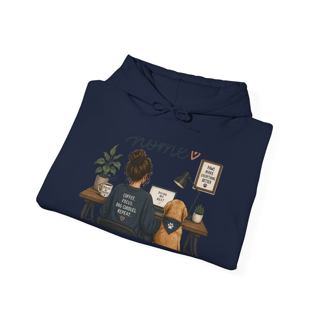 Home Office Hoodie - Cozy Work From Home Sweatshirt with Desk Scene