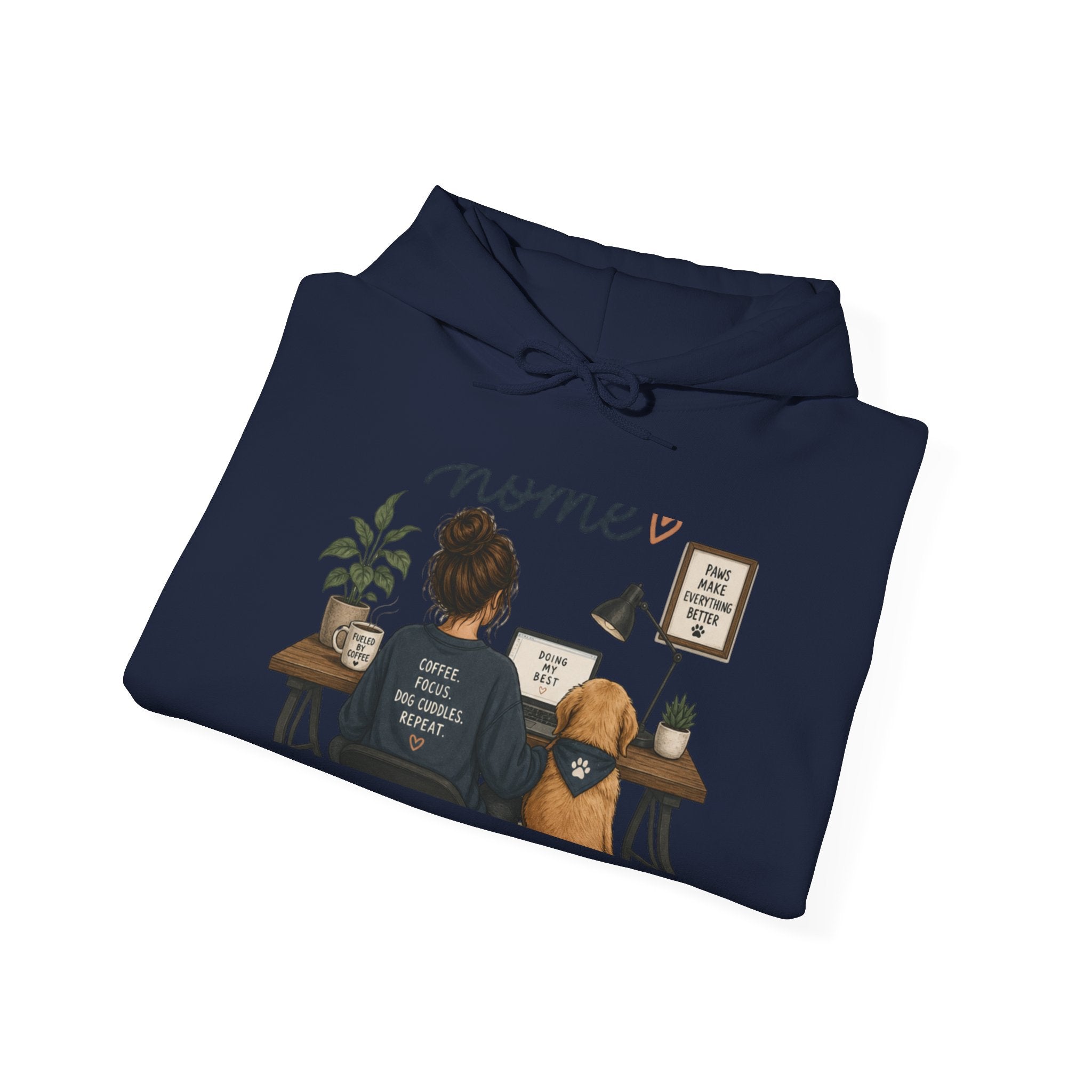 Home Office Hoodie - Cozy Work From Home Sweatshirt with Desk Scene