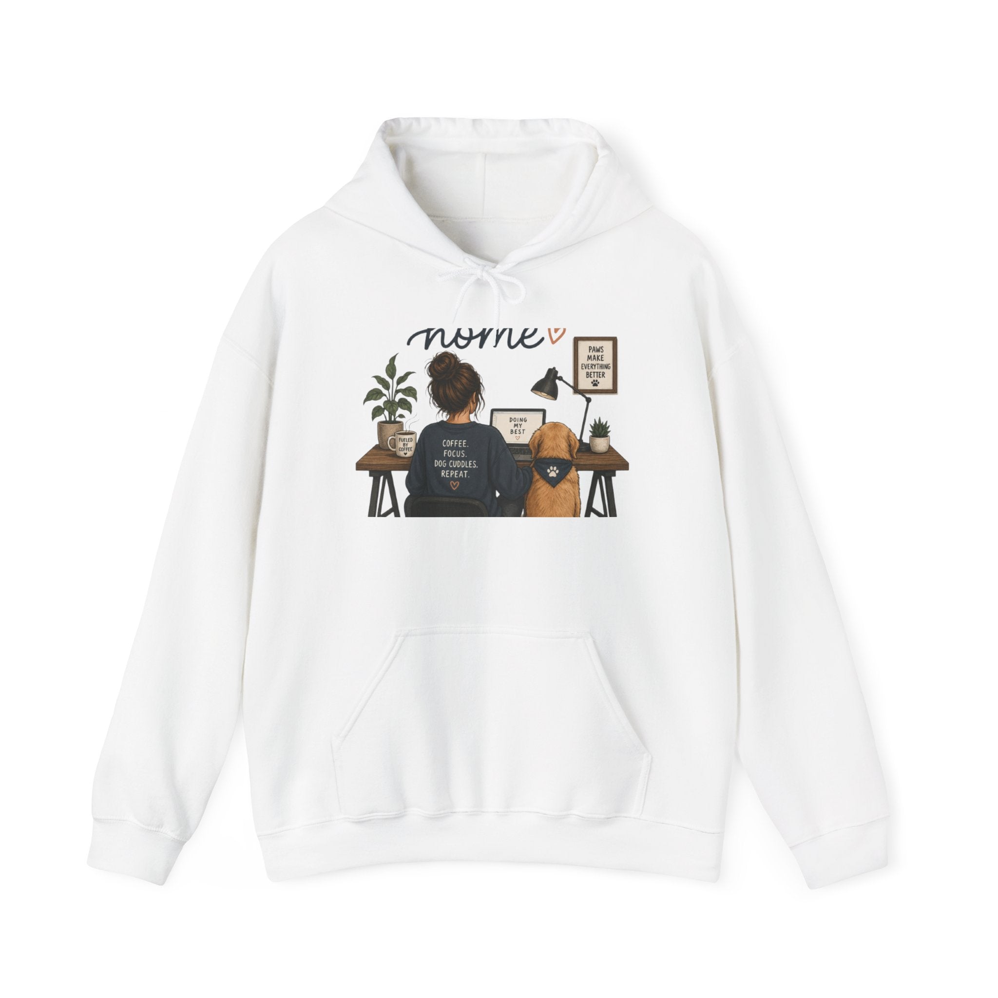 Home Office Hoodie - Cozy Work From Home Sweatshirt with Desk Scene