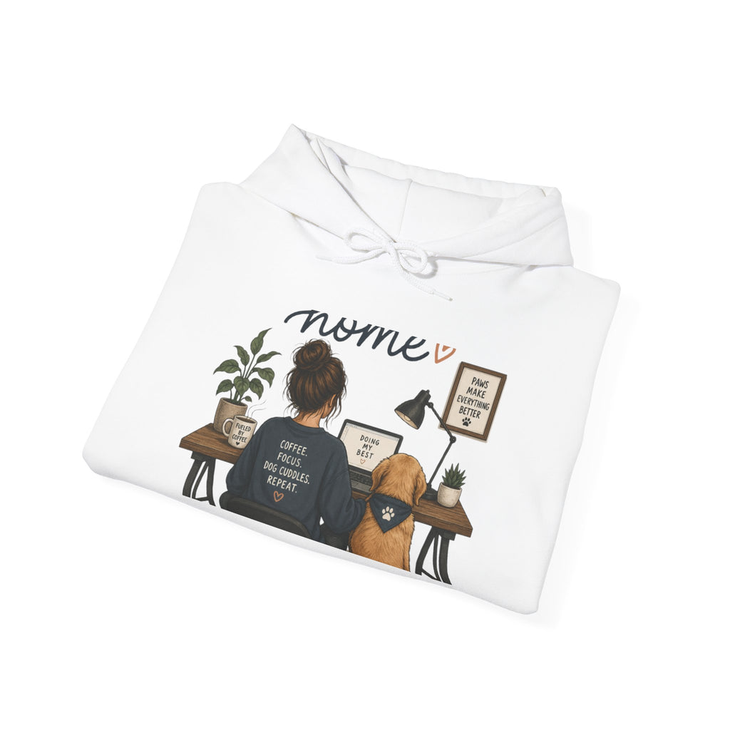 Home Office Hoodie - Cozy Work From Home Sweatshirt with Desk Scene